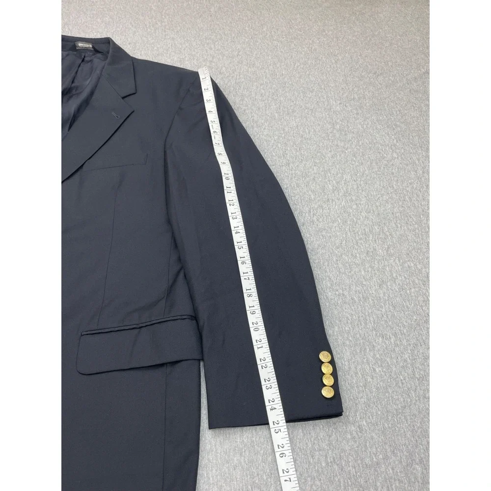 Jos A Bank Blazer Mens 43R Navy Blue 100% Wool 2-Button Gold Single Breast